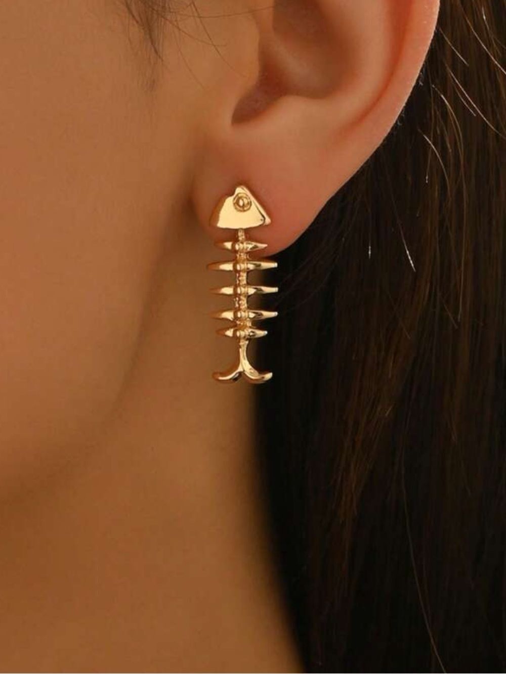 Fishbone Drop Stud Earrings Q1212